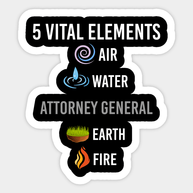 5 Elements Attorney General Sticker by blakelan128